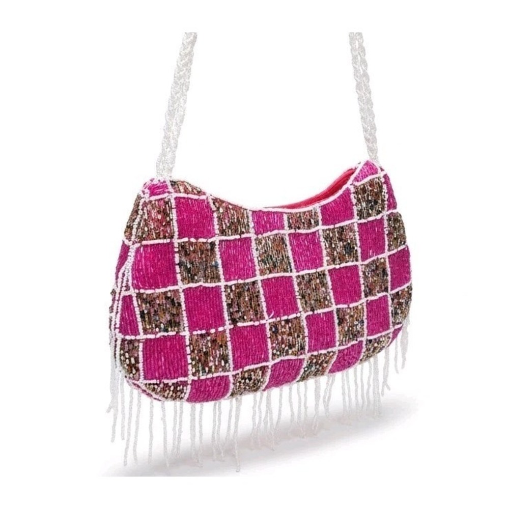 Toni‎ Beaded Handbag Purse Pink Evening Hoco Shoulder Strap